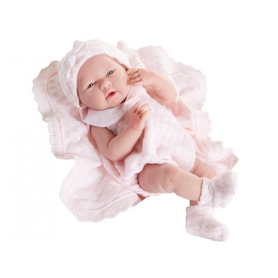 New! all-vinyl la newborn doll in pink knit outfit with blanket. real girl!  Berenguer    725107